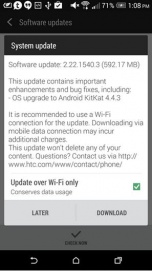 HTC One M8 получает возможность обновиться до Android 4.4.3