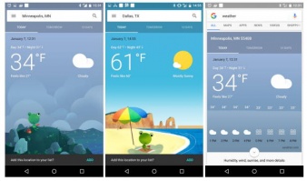 Google тестирует новые карточки погоды для Google Now