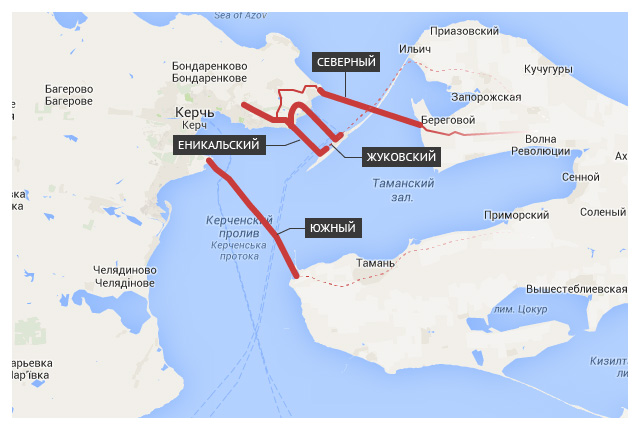 Карта крыма и крымского моста относительно территории россия